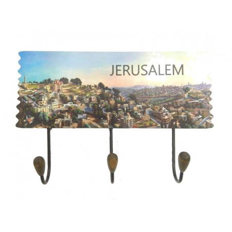 מתלה מפתחות לנוף ירושלים | מחזיקי מפתחות יודאיקה